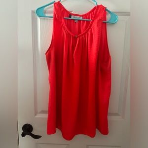 Jennifer Lopez Bright Coral Keyhole sleeveless blouse 0X